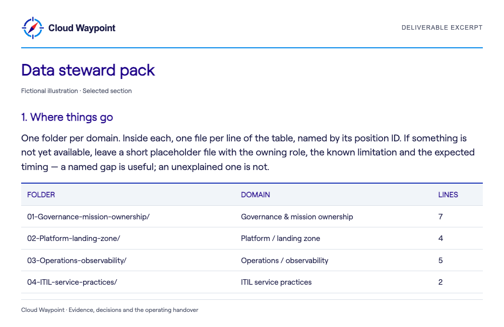 Data steward pack — selected fictional sample section